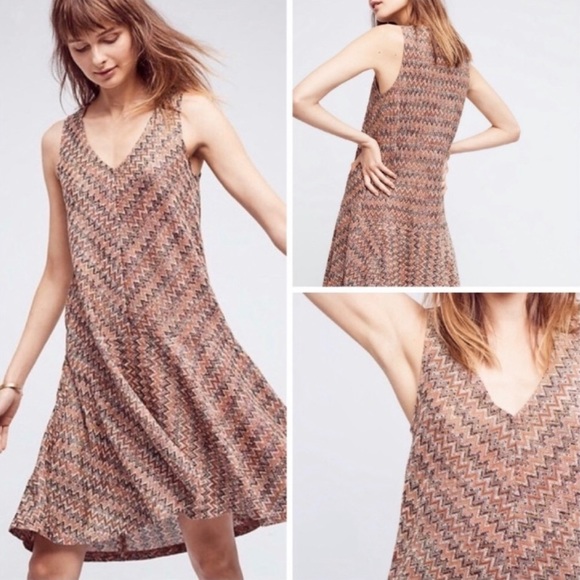Anthropologie Dresses & Skirts - Anthropologie Maeve Westwater Knit Drop Waist Dress with Slip Petite Large